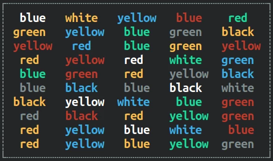 Color word box - incongruent stimulus